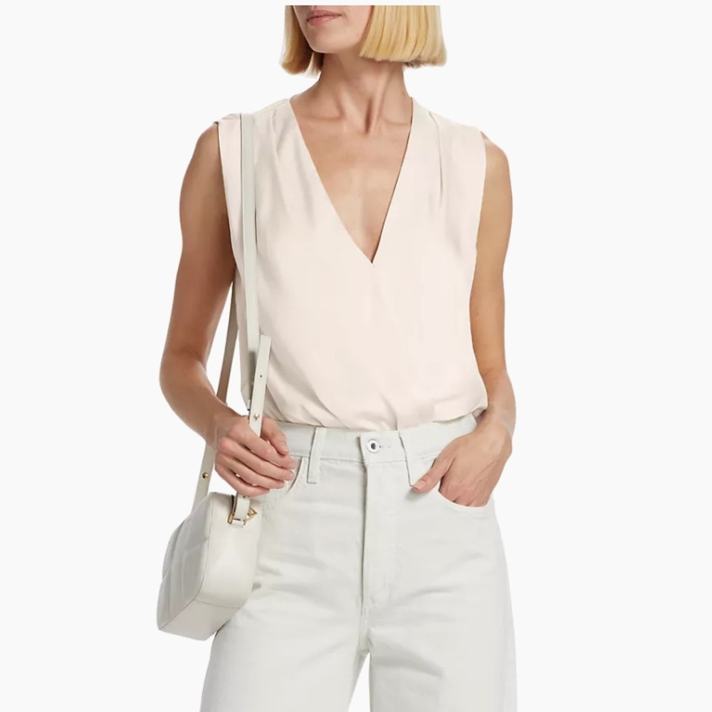 Favorite Daughter NWT Cream Satin Bodysuit Size M
